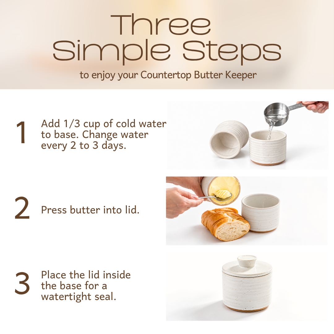 Farmhouse-Style French Butter Crock – Keeps Butter Soft & Spreadable