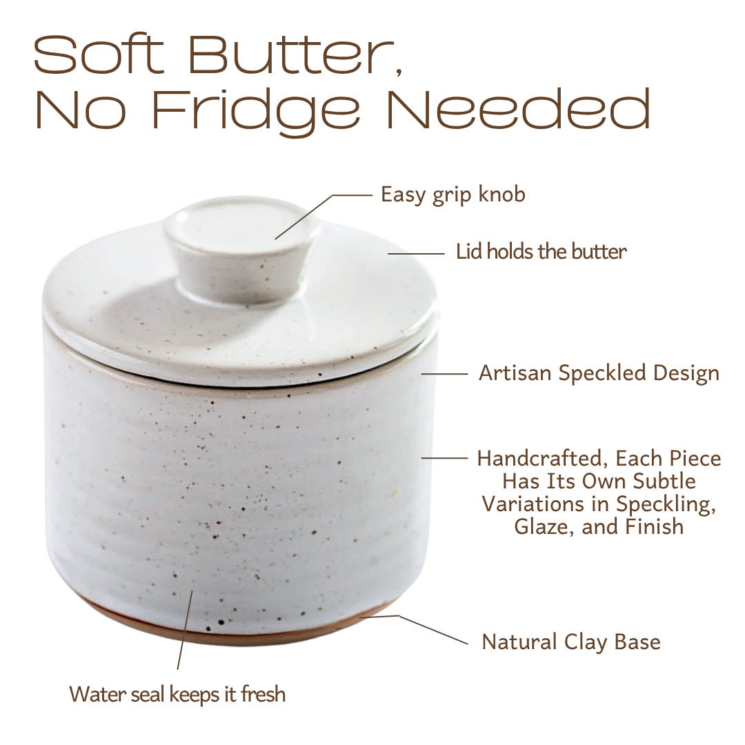 Farmhouse-Style French Butter Crock – Keeps Butter Soft & Spreadable