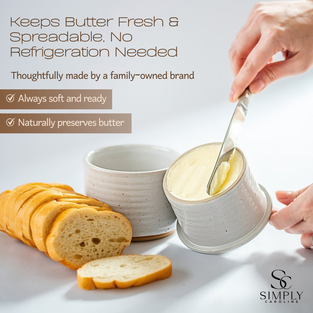 Farmhouse-Style French Butter Crock – Keeps Butter Soft & Spreadable