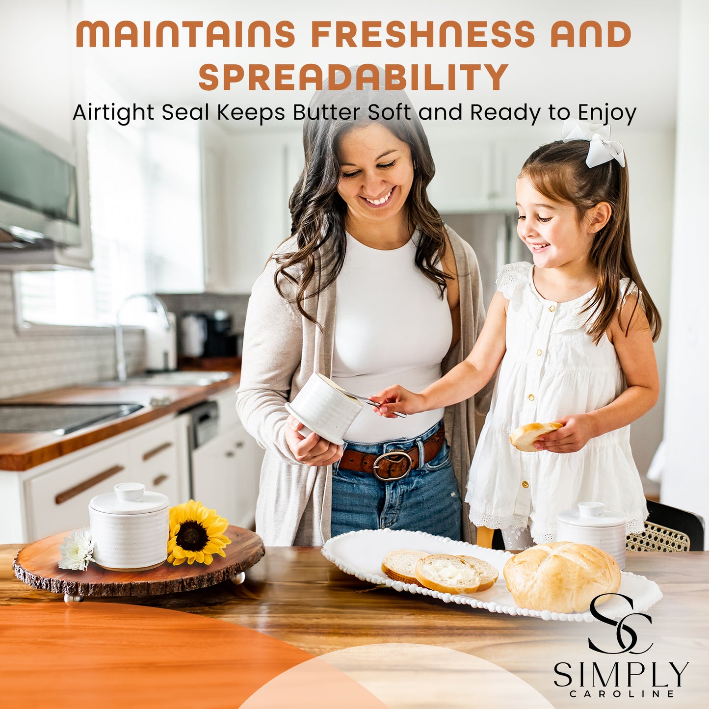 Farmhouse-Style French Butter Crock – Keeps Butter Soft & Spreadable