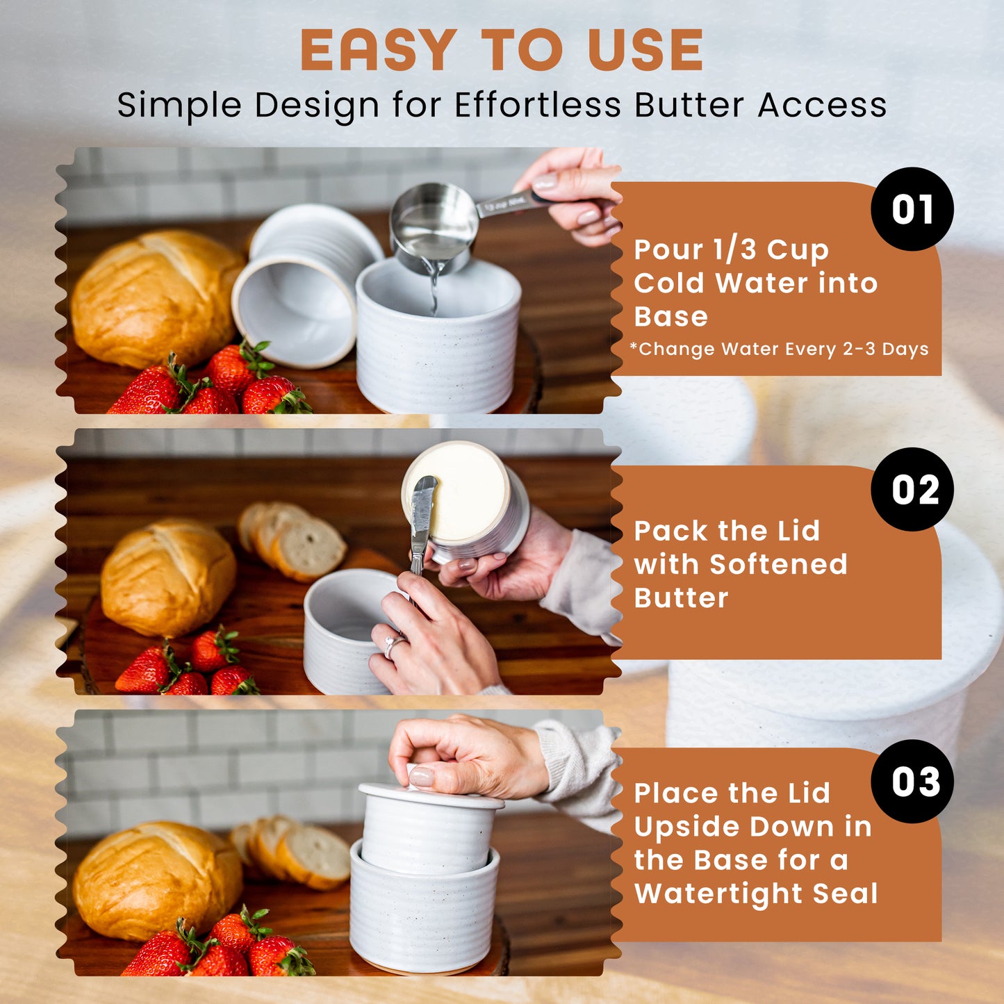 Farmhouse-Style French Butter Crock – Keeps Butter Soft & Spreadable